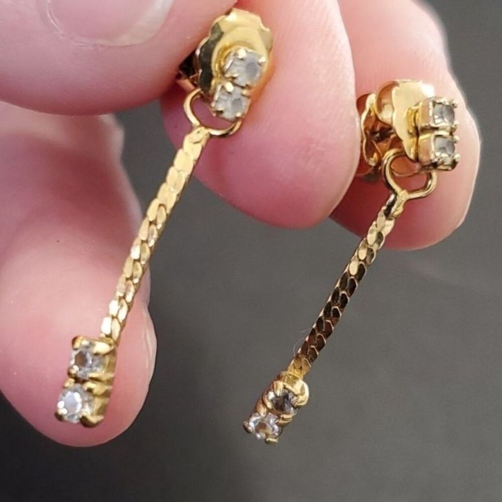 Vintage Avon gold tone earrings convertible clear rhinestone